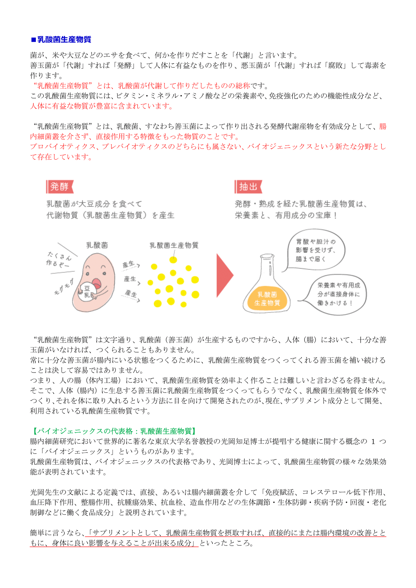 乳酸菌(プロバイオティクス、プレバイオティクス、バイオジェニックス、ビタミンB群8種類)